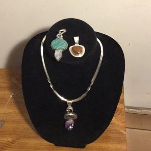 yazzie Navajo Sterling Choker necklace w/ pendants